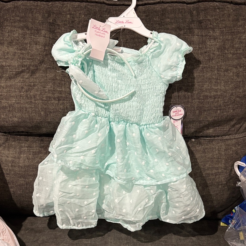 Little Lass Mint Green Ruffled Dress